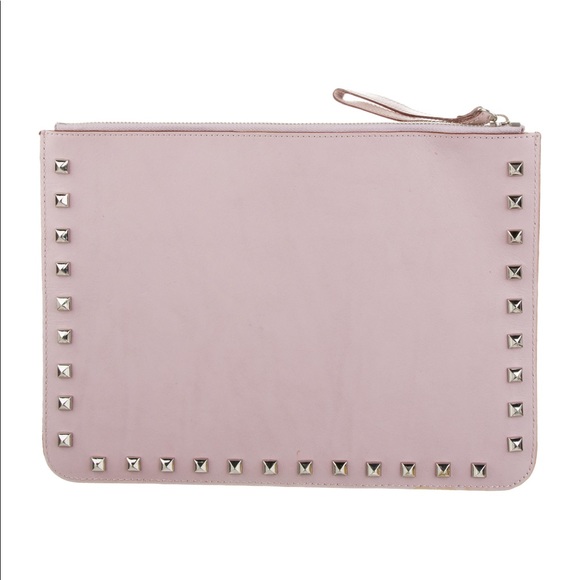 REBECCA MINKOFF LEATHER STUDDED CLUTCH